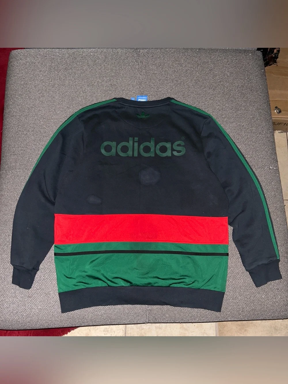 Rare Adidas Originals Treefoil Big Logo Colorblock Red/Green/Black Sweatshirt XL